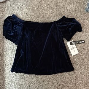 NWT design lab dark blue velvet top